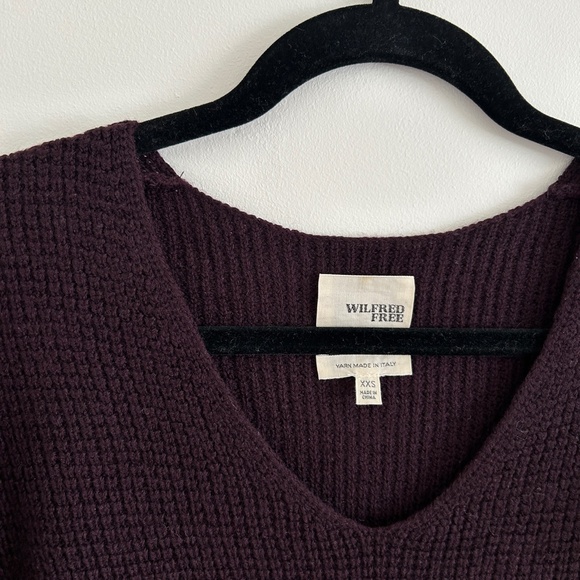 Aritzia Wilfred Free Waffle Knit V-Neck Sweater Deep Purple Size XXS - Picture 2 of 8